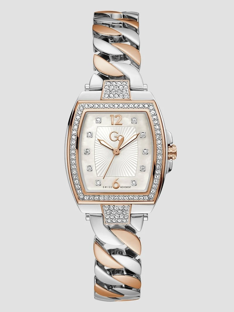 Gc Rose Gold and Silver-Tone Chain-Link Analog Watch