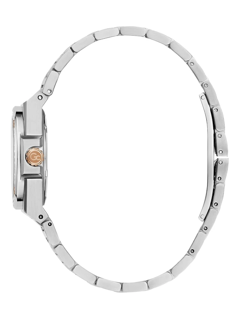 Silver-Tone and Blue Analog Watch