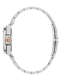 Silver-Tone and Blue Analog Watch