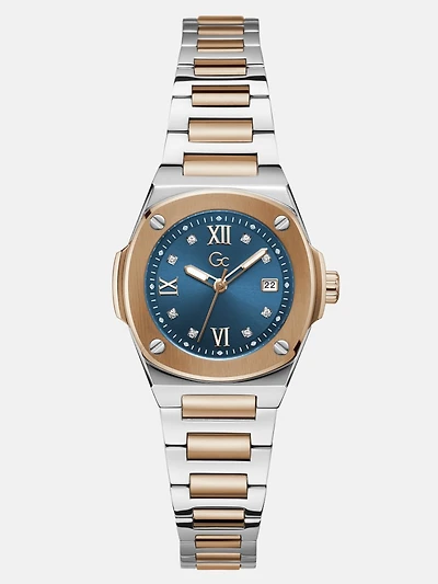 Gc Two-Tone and Blue Analog Watch