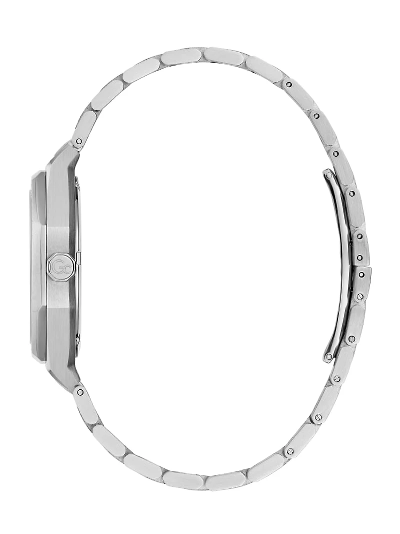 Gc Silver-Tone and Light Blue Crystal Analog Dial