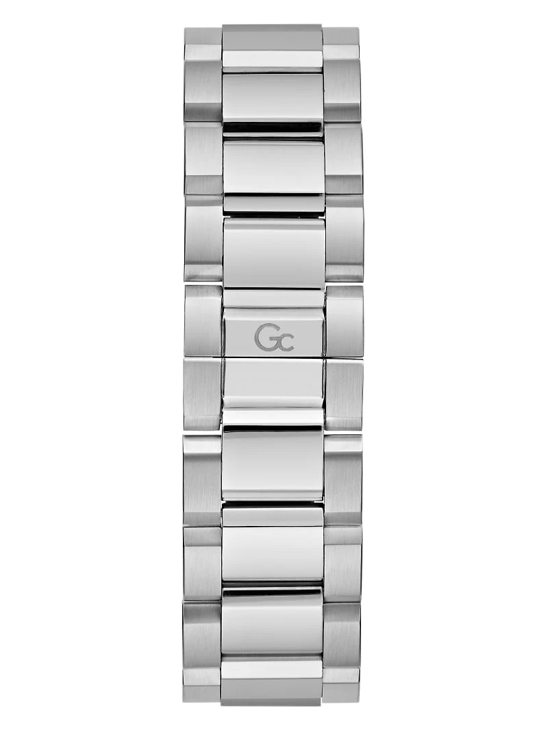 Gc Silver-Tone and Green Chronograph Watch