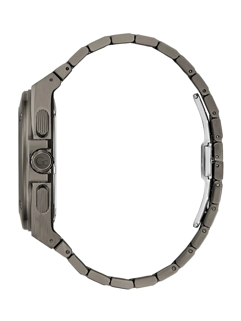 Gc Dark Silver-Tone and Blue Multifunction Watch
