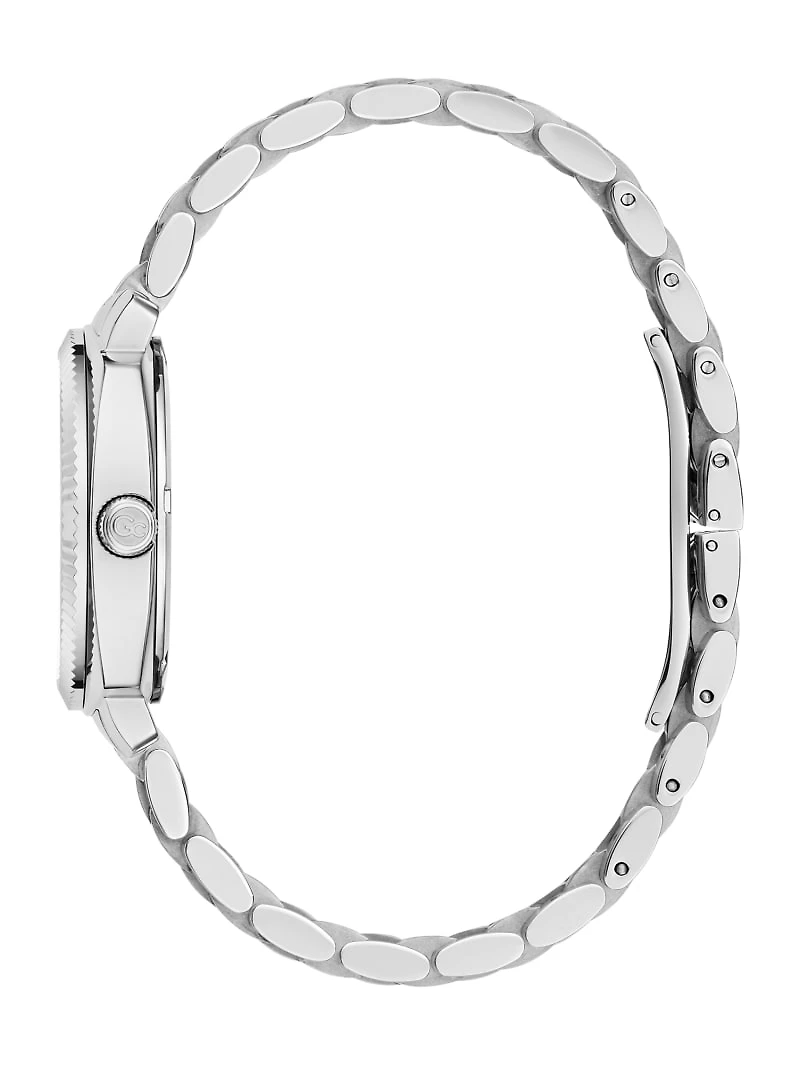 Gc Silver-Tone and Purple Multifunctional Watch