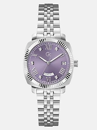 Gc Silver-Tone and Purple Multifunctional Watch