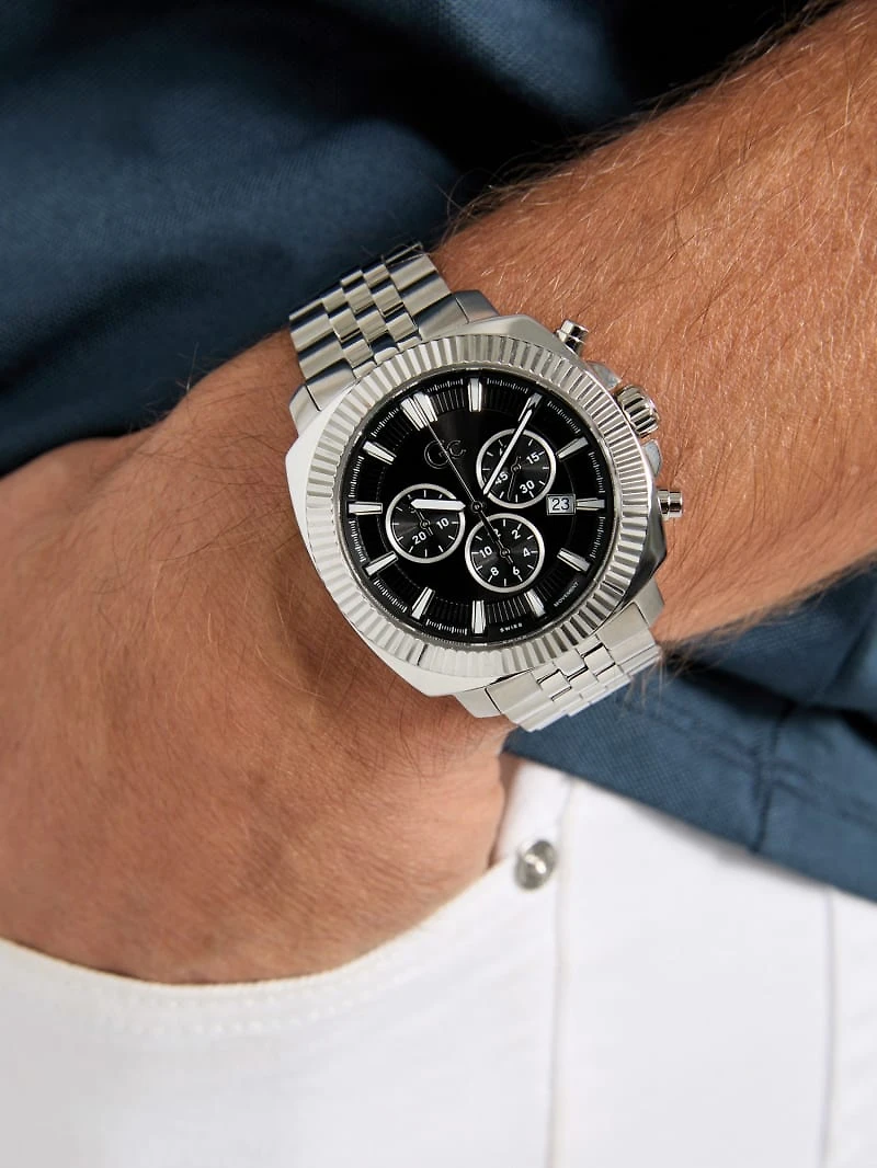 Gc Silver-Tone Chronograph Watch