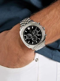 Gc Silver-Tone Chronograph Watch