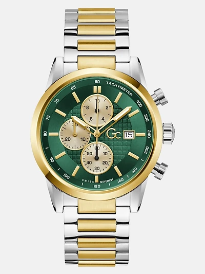 Gc Two-Tone and Green Multifunction Watch