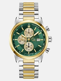 Gc Two-Tone and Green Multifunction Watch