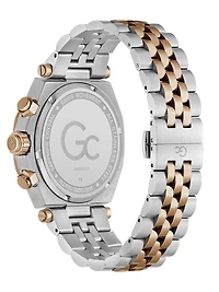 Gc Silver and Rose Gold-Tone Chronograph Watch