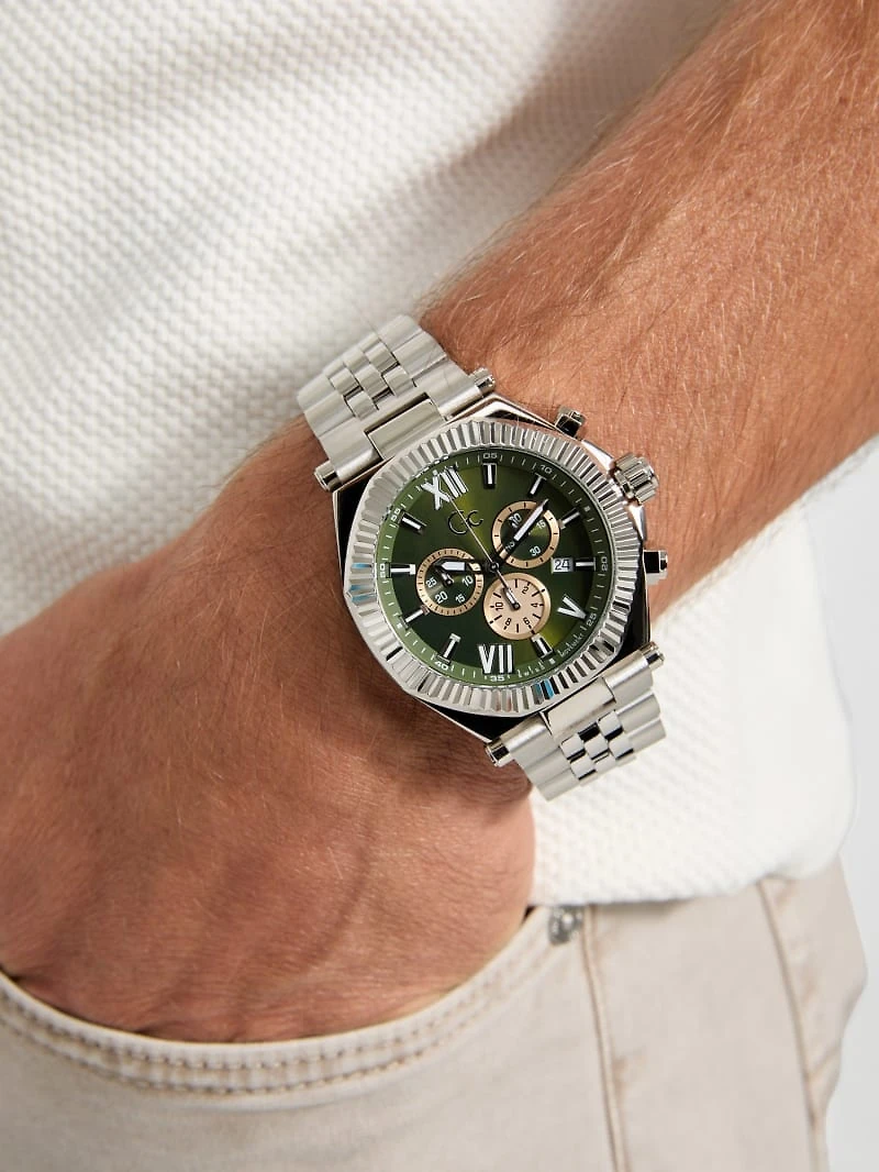 Gc Silver-Tone Multifunction Watch
