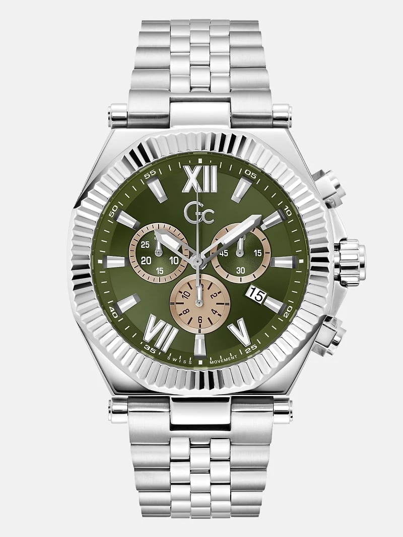 Gc Silver-Tone Multifunction Watch