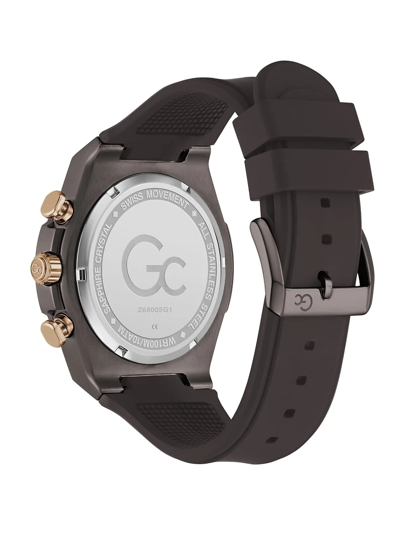 Gc Brown Silicone Chronograph Watch