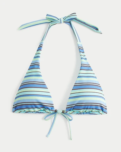 Rib Elongated Triangle Bikini Top