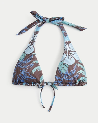 Rib Elongated Triangle Bikini Top