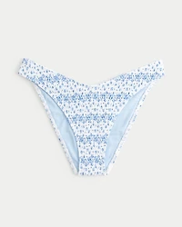 Smocked High-Leg Cheeky Bikini Bottom
