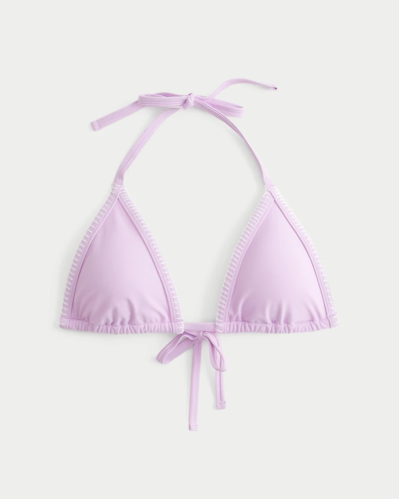 Embroidered Stitch Triangle Bikini Top