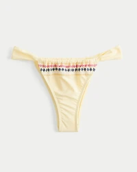Side Strap Embroidered High-Leg Cheekiest Bikini Bottom