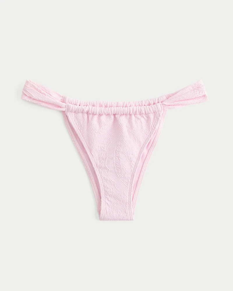 Jacquard Wide-Strap Cheekiest Bikini Bottom