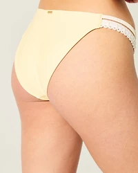 Crochet-Style Trim Double-Strap Cheeky Bikini Bottom