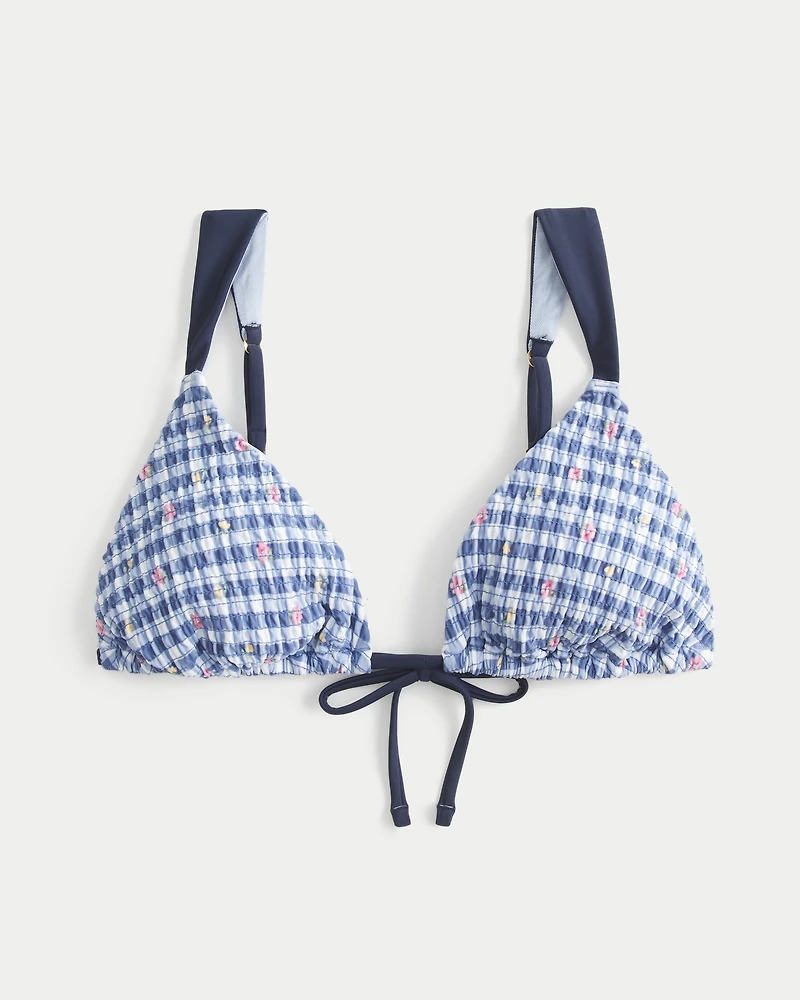 Smocked Over-the-Shoulder Triangle Bikini Top