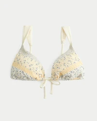 Smocked Over-the-Shoulder Triangle Bikini Top