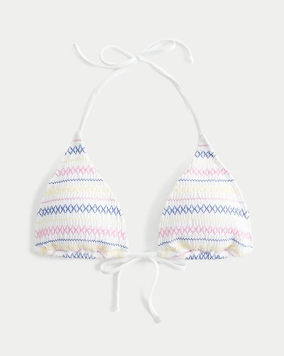 Smocked Halter Triangle Bikini Top