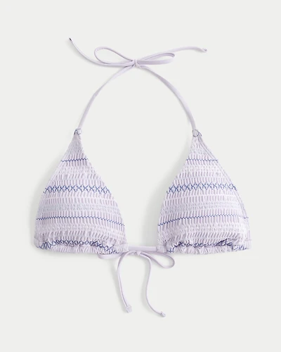 Smocked Halter Triangle Bikini Top
