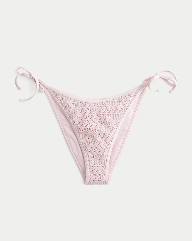 Sequin Crochet-Style Side Tie Cheeky Bikini Bottom