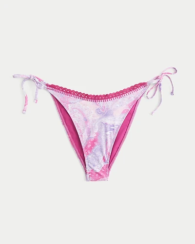 Crochet-Style Trim Side Tie Cheeky Bikini Bottom