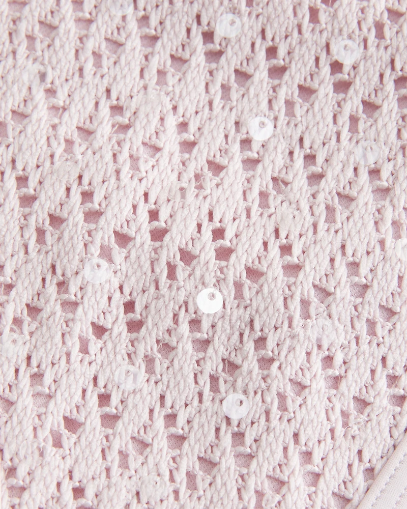 Crochet-Style Sequin Triangle Bikini Top