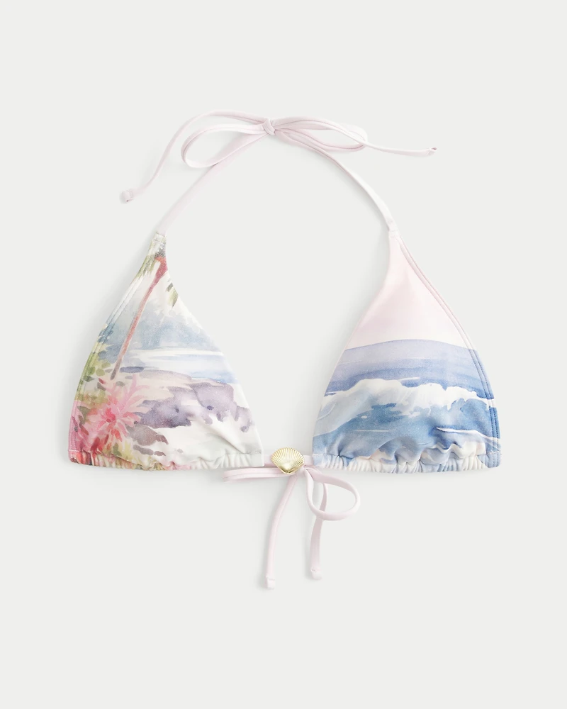Scenic Print Charm Triangle Bikini Top
