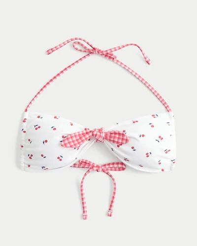 Tie-Front Halter Bandeau Bikini Top