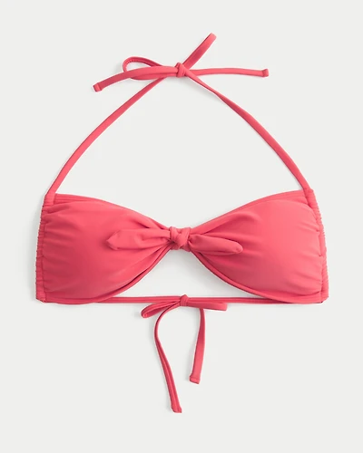 Tie-Front Halter Bandeau Bikini Top