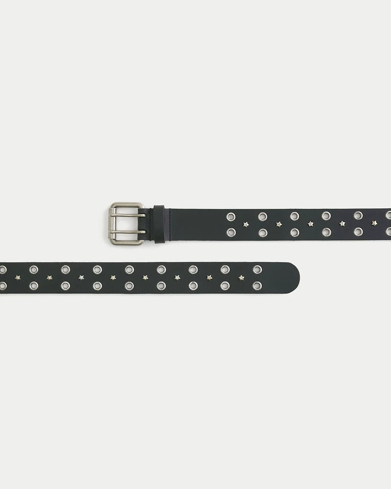Star-Studded Leather Belt