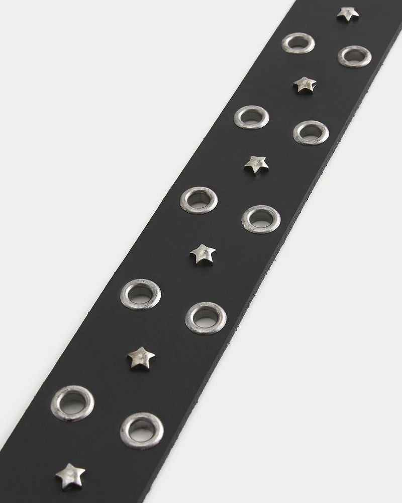 Star-Studded Leather Belt