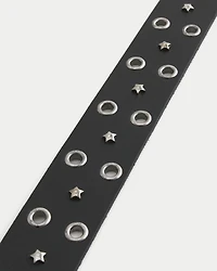 Star-Studded Leather Belt