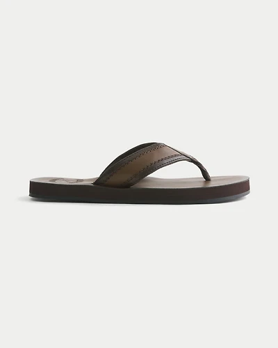 Faux Leather Flip Flops