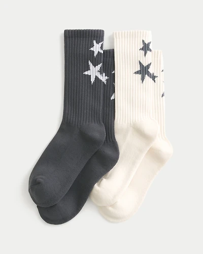 Star Graphic Crew Socks 2-Pack