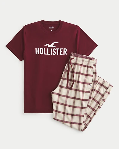Logo Graphic Tee & Flannel Pajama Pants Set