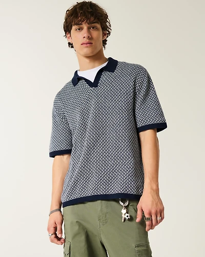 Boxy Short-Sleeve Sweater Polo