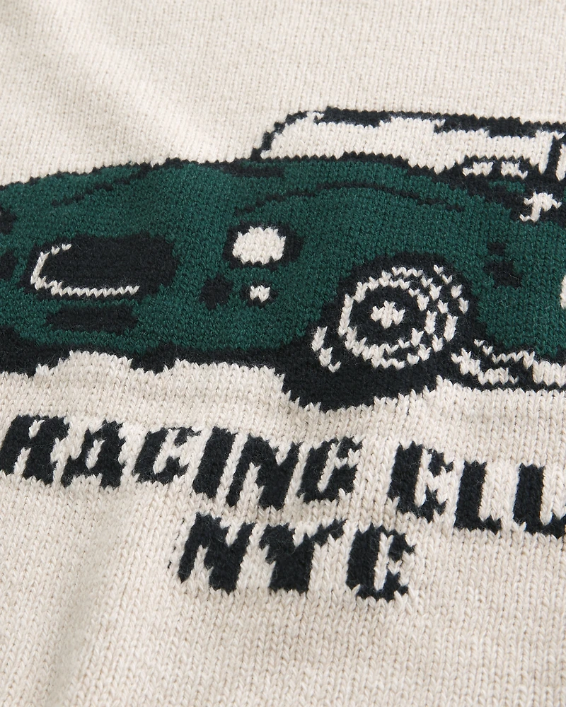 Boxy Racing Graphic Crew Sweater
