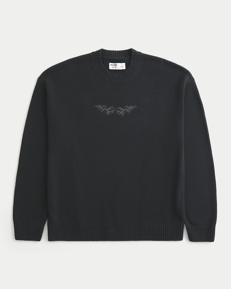 Boxy Graphic Crew Sweater