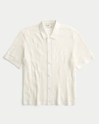 Boxy Short-Sleeve Sweater Shirt