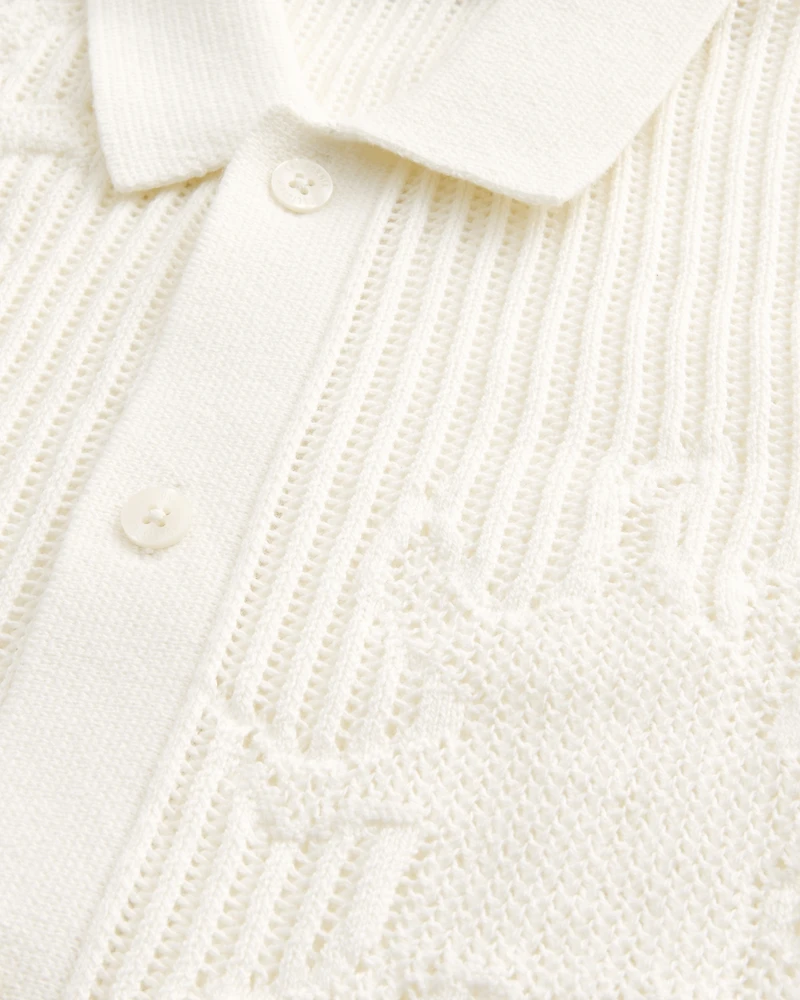 Boxy Short-Sleeve Sweater Shirt