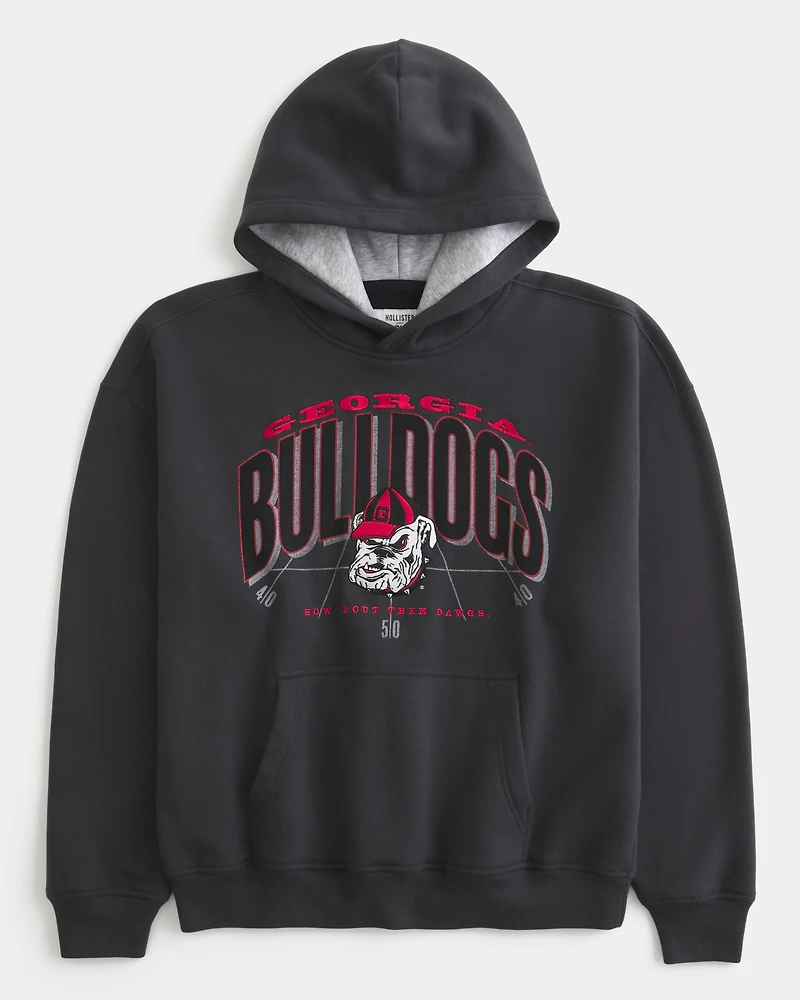 Boxy University of Georgia Bulldogs Graphic Hoodie