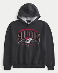 Boxy University of Georgia Bulldogs Graphic Hoodie