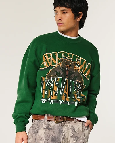 Boxy Baylor University Bears Graphic Crew Sweatshirt