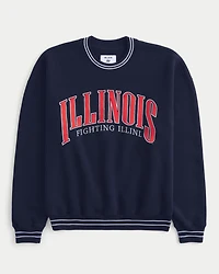 Boxy University of Illinois Fighting Illini Graphic Crew Sweatshirt