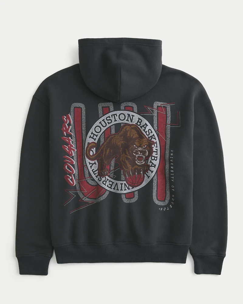 Boxy University of Houston Cougars Basketball Graphic Hoodie